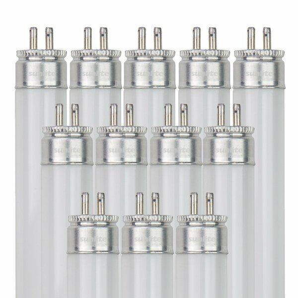 Sunlite F54T5/841/HO 4 Foot T5 Linear Fluorescent Lamp, 54W, 5000 Lumens, 4100K, Miniature G5 Bi-Pin, 12PK 30258-SU